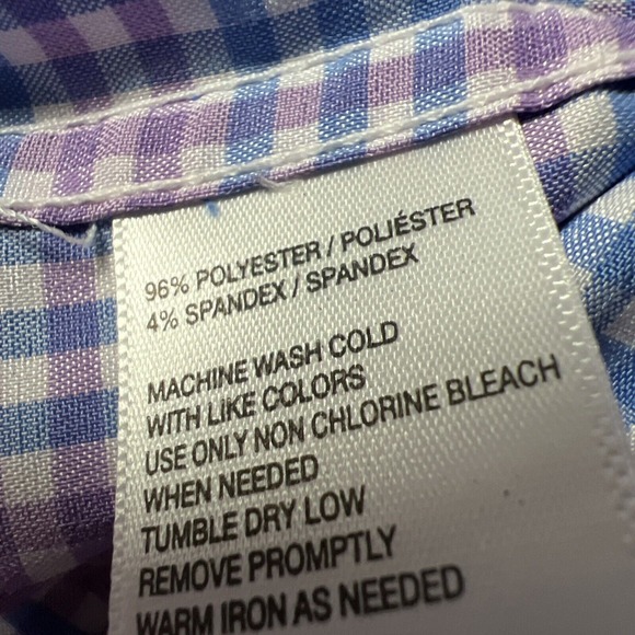 Haggar Performance‎ Button Up Shirt in Blue/Purple Plaid Check Mens size Large - Picture 3 of 7